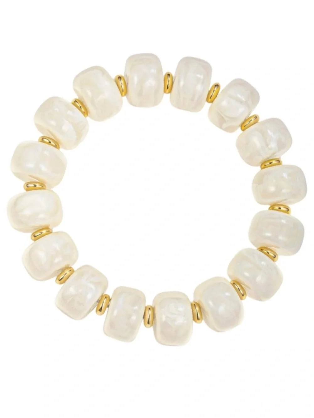 Boho Style Multicolor White/Gold Boho Chunky Beaded Strand Stretch Bracelet-NWT